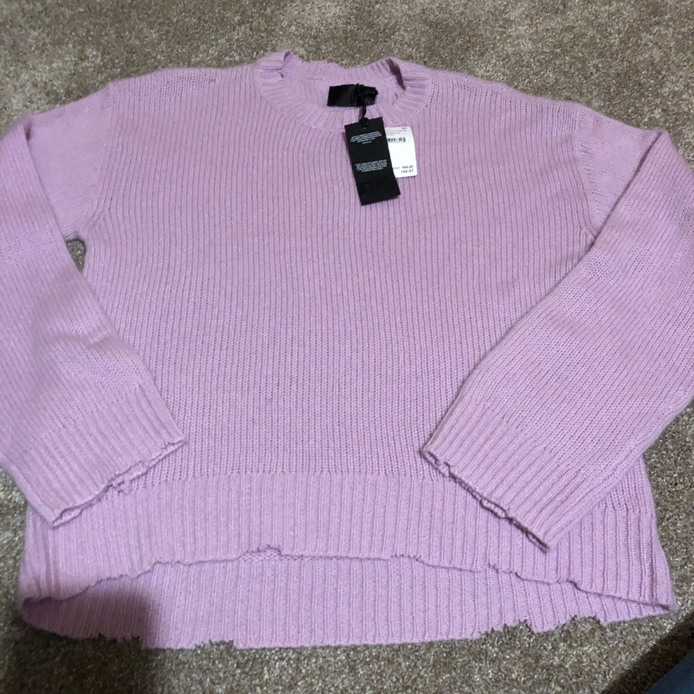 RtA Emma Purple Haze Distressed Cashmere Pullover